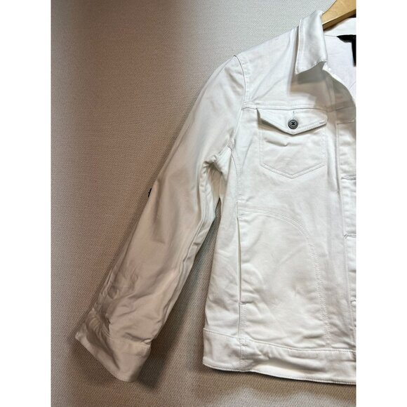 Calvin Klein Jeans Womens denim Jacket Medium White Button Front Embroidered - Picture 6 of 12